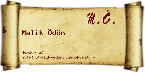 Malik Ödön névjegykártya